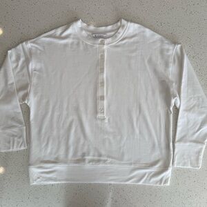 Athleta Balance Henley Sweatshirt - White - XL - NWOT